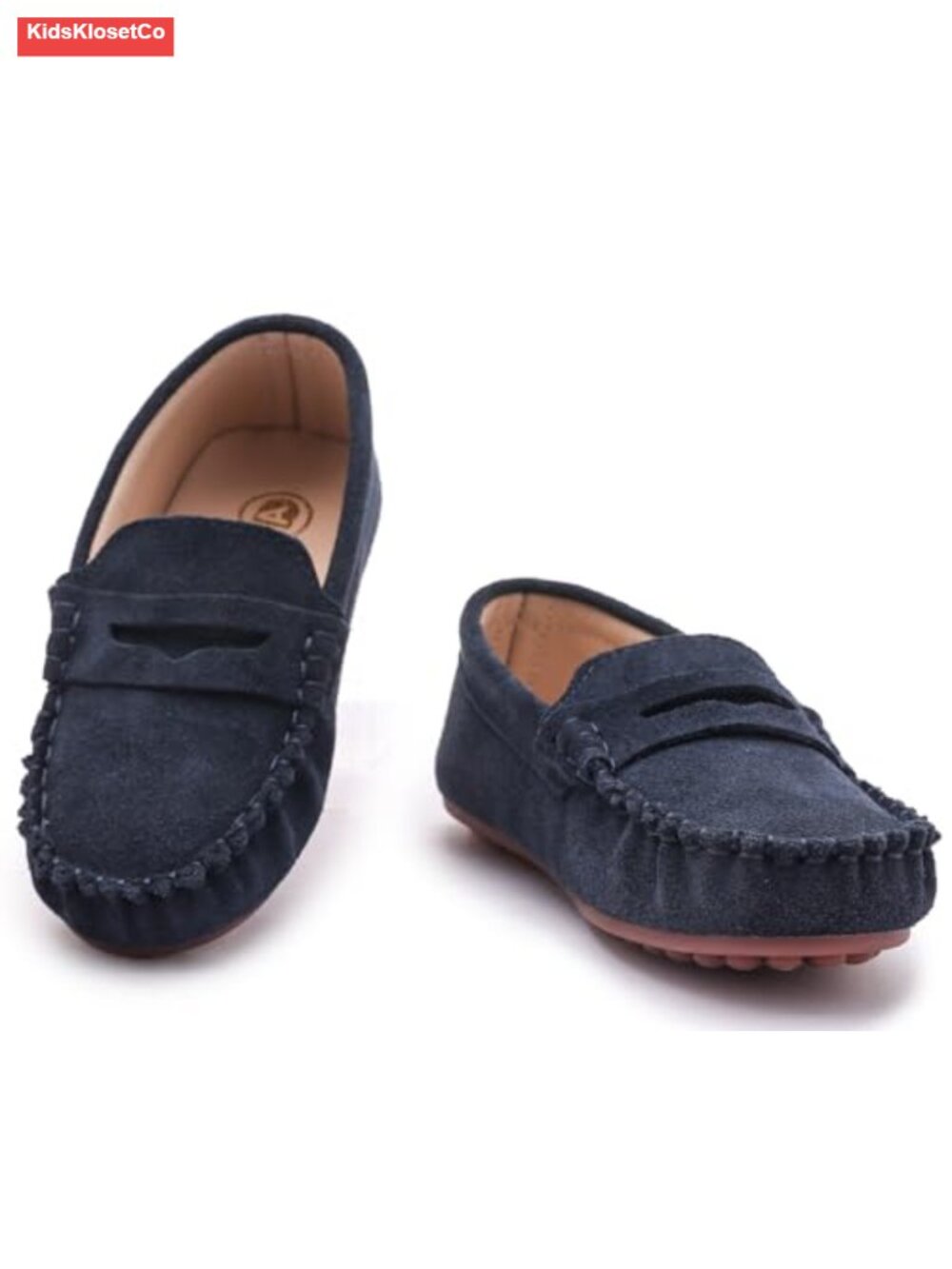 Kids' Suede Slip On Loafers - Round Toe, Rubber Sole, Dress Shoes